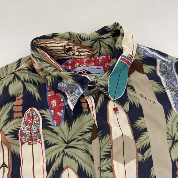 VINTAGE Reyn Spooner Hawaiian Traditionals Shirt‎ Size Medium Surf Boards Beachy - Picture 2 of 9